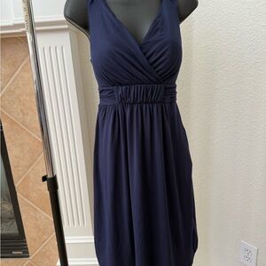 Soma Deep Blue Gathered Midi Dress